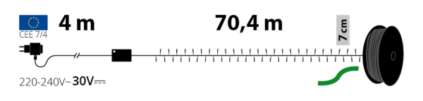 guirlande LED longue de 70,4m avec contrôleur multifonction